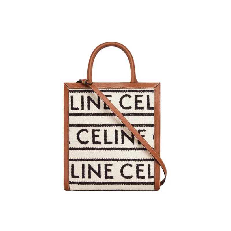 CELINE Cabas Cowhide Leather Tote Bag Shopping Bag Shoulder Bags Handbags Regular Women's White/Black-1