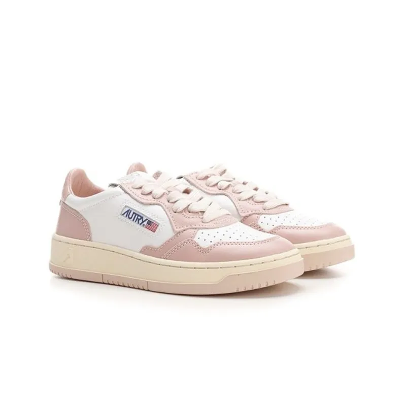 AUTRY Medalist Leather Low White Pink Cream Women's-2