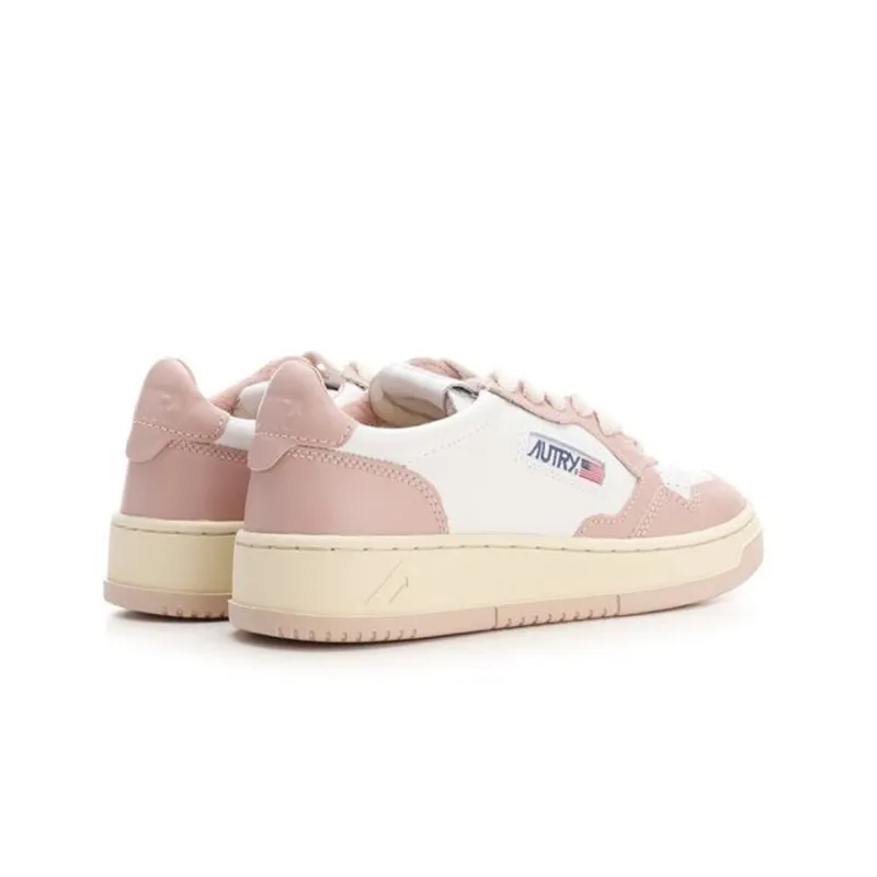 AUTRY Medalist Leather Low White Pink Cream Women's-3