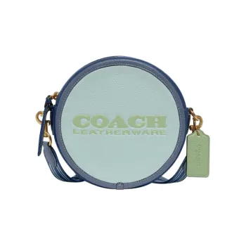 COACH Kia Cow Leather Small Round Bag Shoulder Bag Crossbody Bag Small Size Women's Lake Water Blue & Multicolor