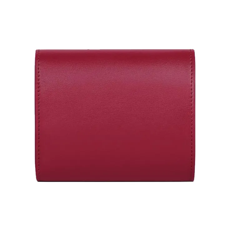 CELINE Triomphe Calfskin Clutches Wallets Small Size Women's Red-2