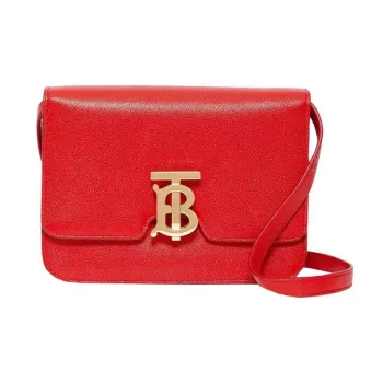 Burberry Small Tb Monogram Grainy Leather Shoulder Bag 'Bright Red'