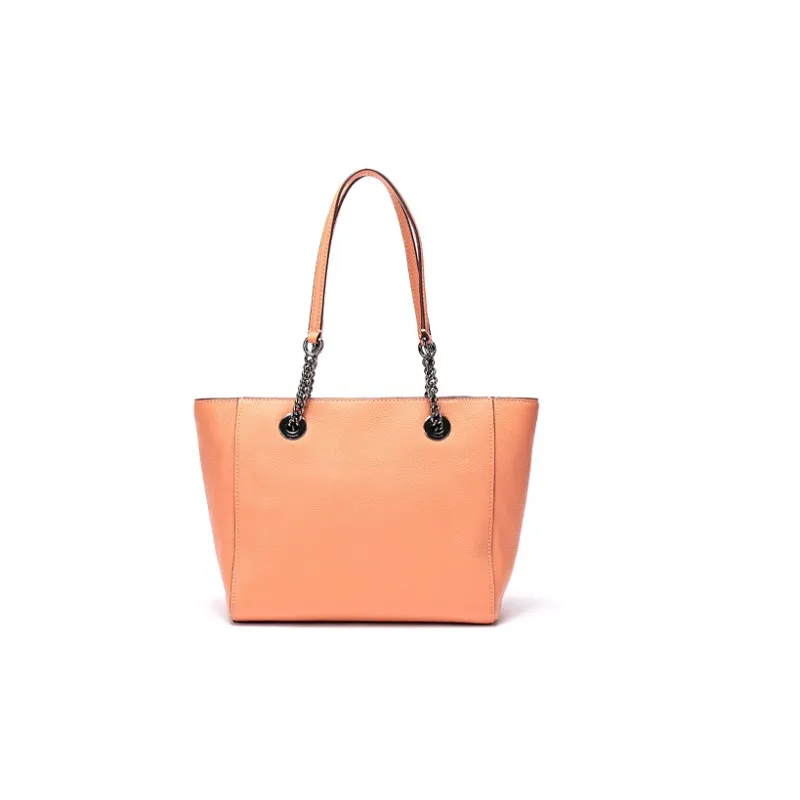 COACH Turnlock Leather Tote Bag, Shopping Bag, Shoulder Bag Large Size Women's Orange-1