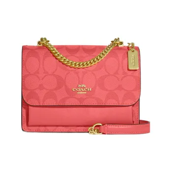 COACH Klare Coated Canvas With Leather Chain Bag, Shoulder Bag, Crossbody Bag Mini Women's Soda Pink