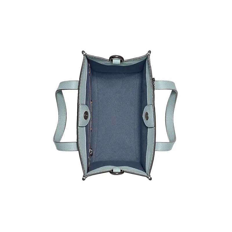 COACH Field Cow Leather Tote Bag Shopping Bag Handbag Shoulder Bag Crossbody Bag Small Size Women's Lake Blue Color-3