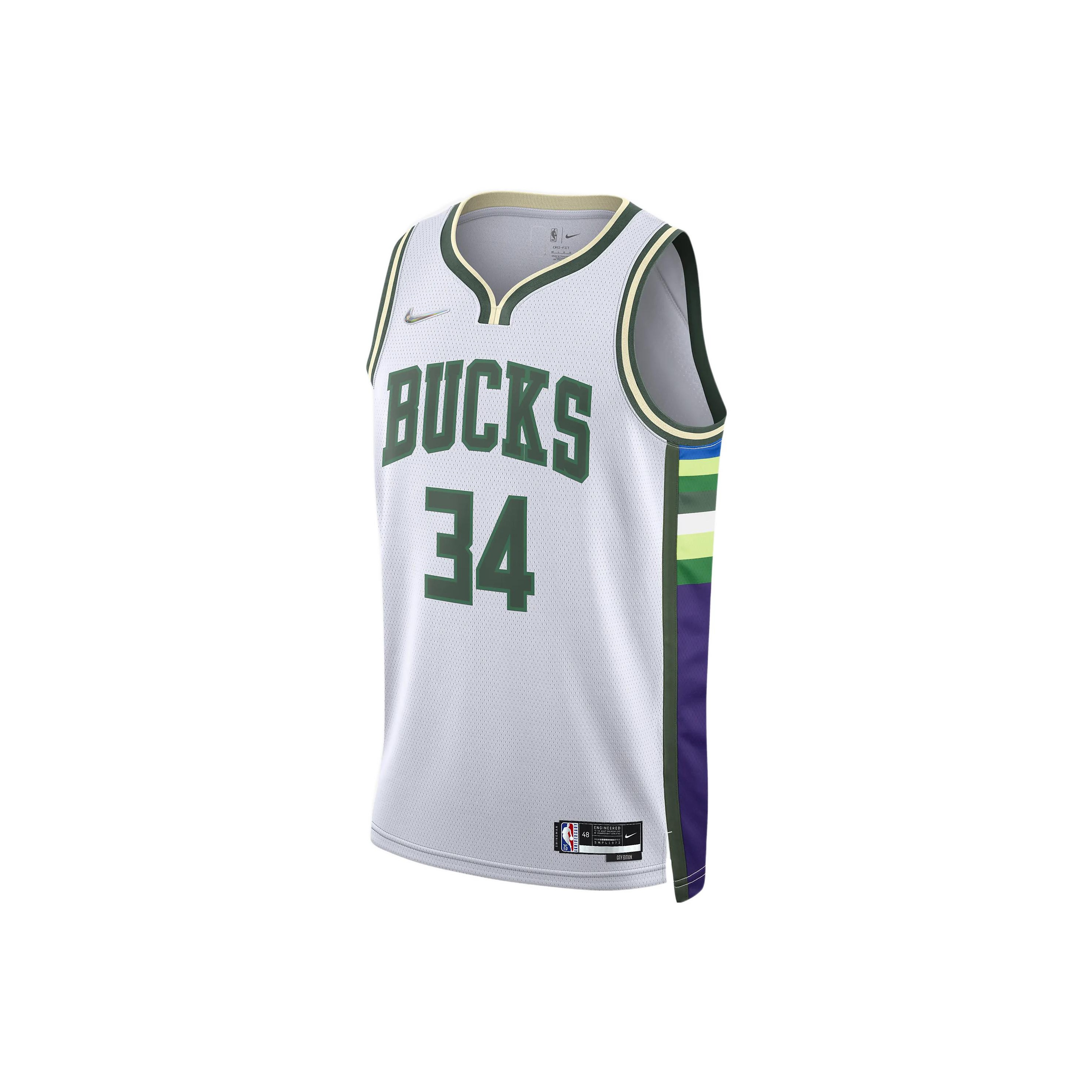 Nike Nba Milwaukee Bucks City Edition Giannis Antetokounmpo 34 Dri FIT Swingman Jersey POIZON