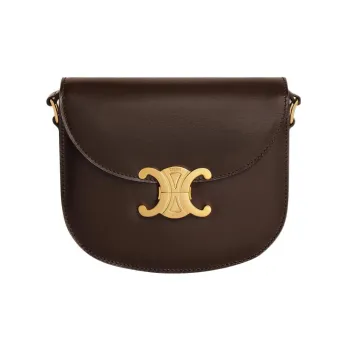 CELINE Triomphe Satin Smooth Cow Leather Crossbody Bag Shoulder Bag Women's Chestnut Brown