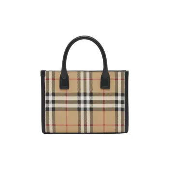 Burberry Mini Vintage Check And Leather Tote Bag Archive Beige