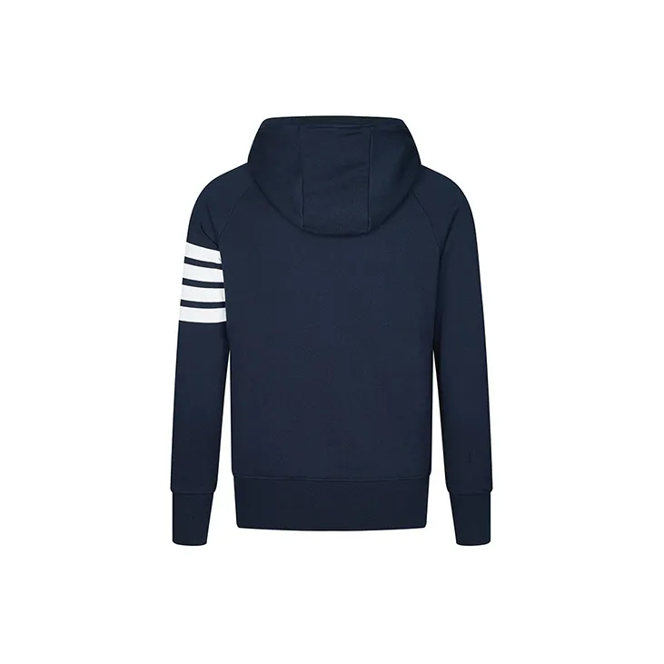 THOM BROWNE Engineered 4 Bar Zip Up Drawstring Hoodie-1