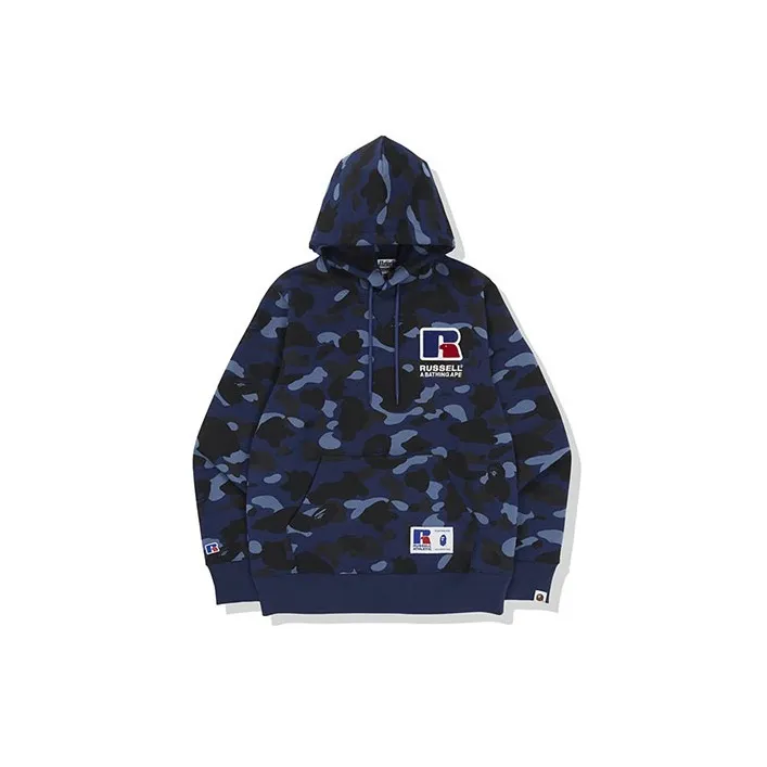 Bape X Russell Color Camo College Pullover Hoodie-5