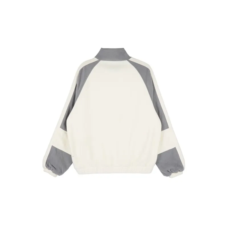 FRLMK Stand Collar Loose Fit Regular Sweatshirt Unisex White-1
