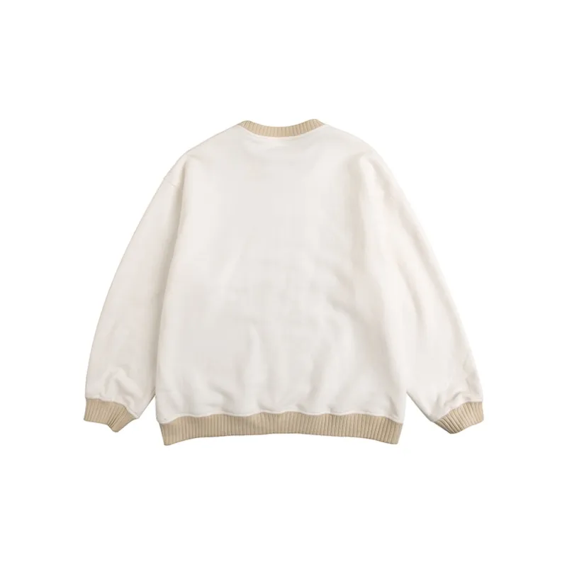 YOSHIYOYI Crew Neck Loose Fit Sweatshirt Winter Unisex Ivory-1