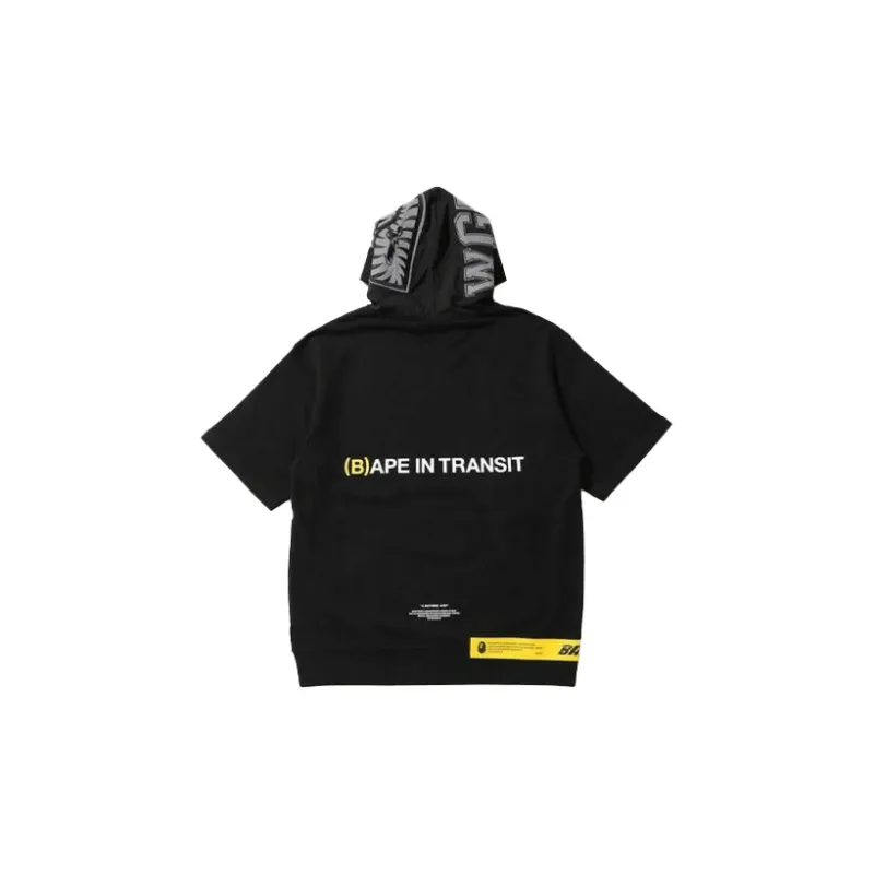 A BATHING APE A BATHING APE In Transit Shark Short Sleeve Pullover Hoodie-1
