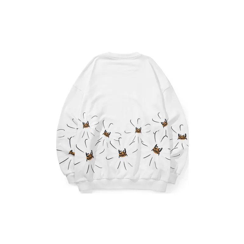 Bt Crew Neck Loose Fit Regular Sweatshirt Unisex White-1