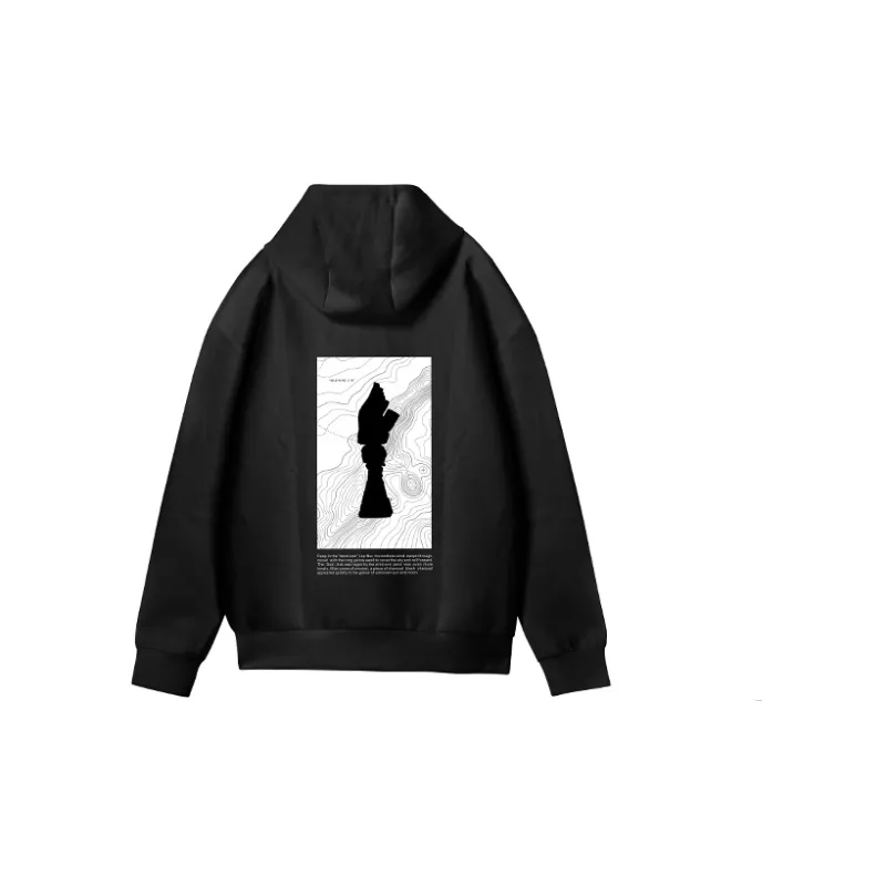 NORVINCY Artistic Style Print Hooded Loose Fit Sweatshirt Unisex-3