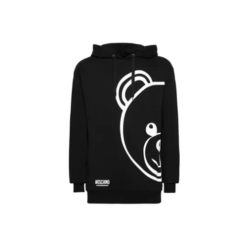 MOSCHINO Men's Teddy Bear Cartoon Logo Pullover Hoodie Black