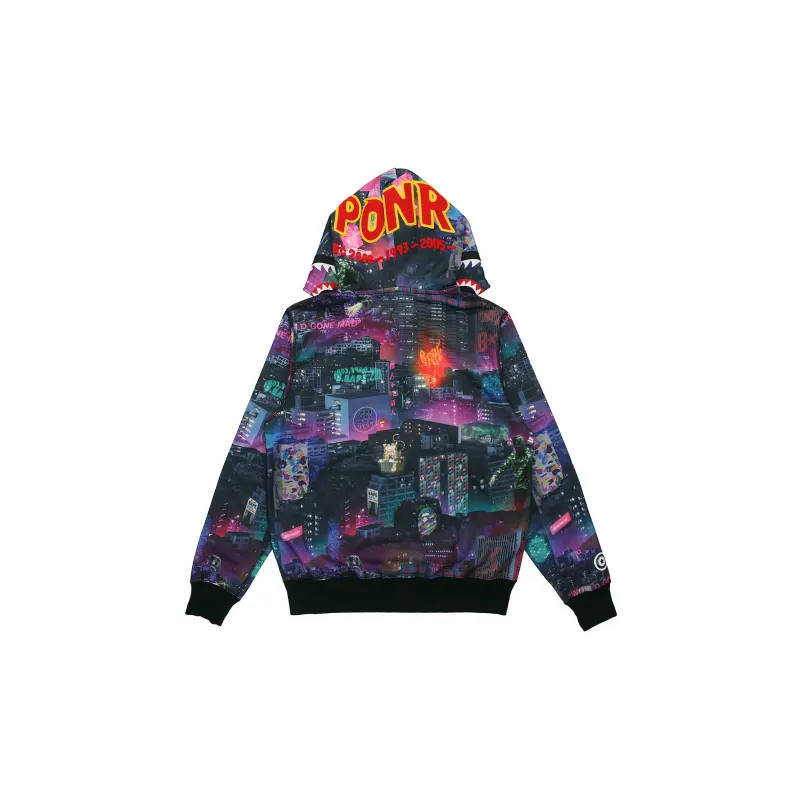 Bape Neon Tokyo Shark Wide Full Zip Hoodie-1