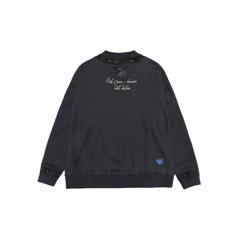 UNVESNO Crew Neck Loose Fit Regular Sweatshirt Unisex Dark Gray-1