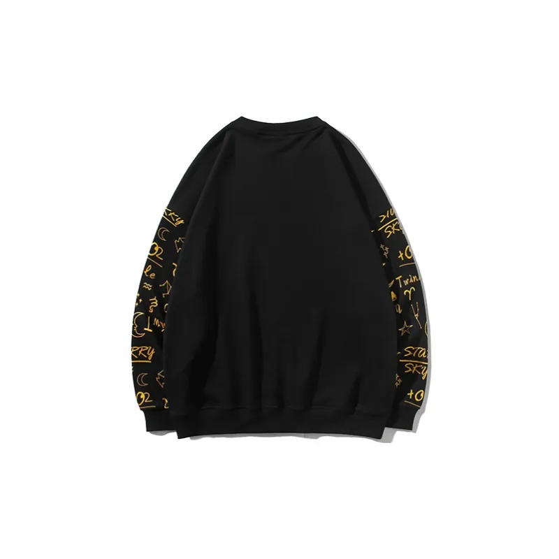 LAMLICKA Crew Neck Loose Fit Regular Sweatshirt Unisex Black-1