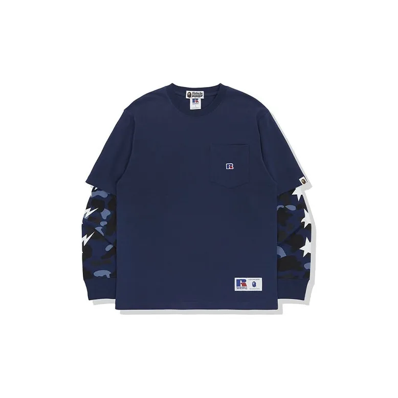 Bape X Russell Color Camo College Layered L/S Tee-3