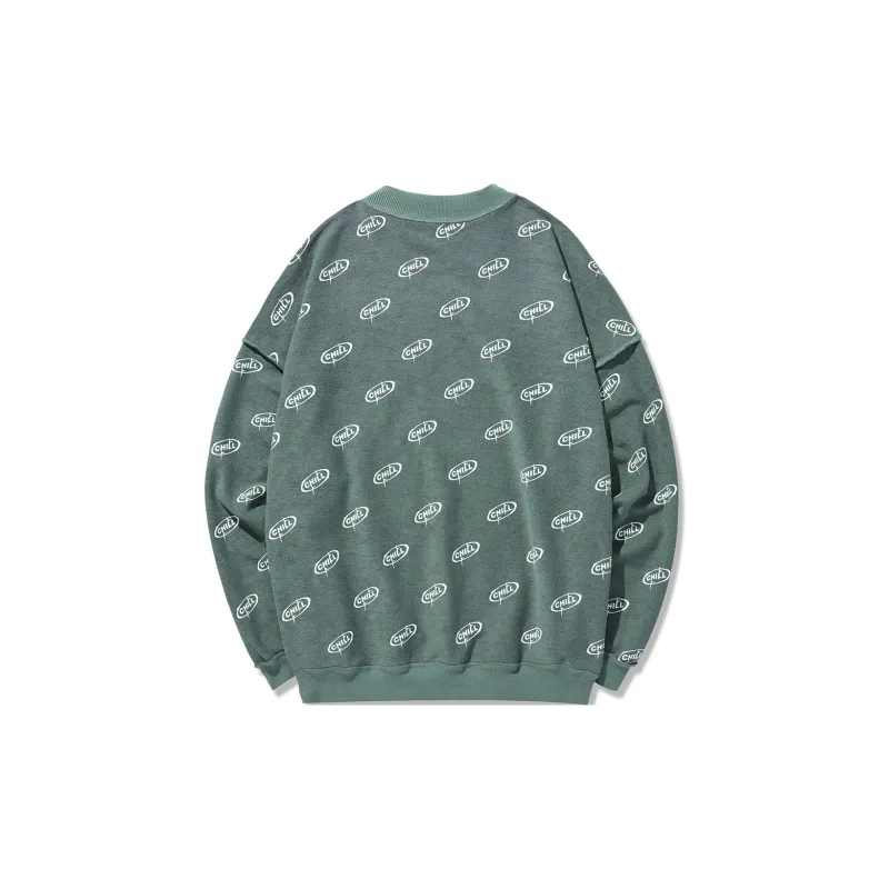 GUKUUL Reversible Letter Print Crew Neck Pullover Sweatshirt Unisex-8