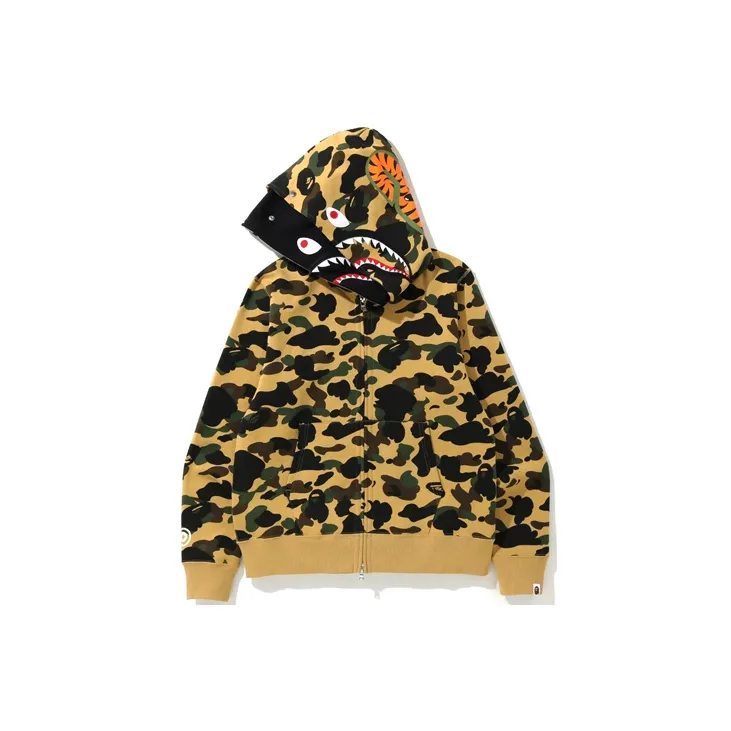 Bape 1st Camo Shark Full Zip Hoodie 'Yellow'-2