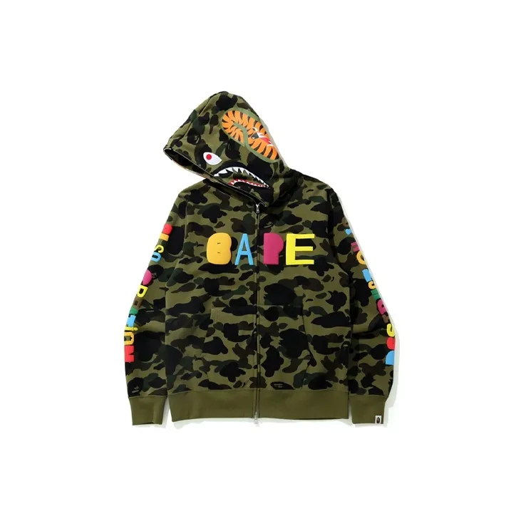 A BATHING APE x READYMADE Shark Collection BAPE X READYMADE Collaboration Sweatshirt Men's Green Camouflage-1