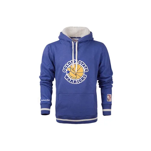 Mitchell & Ness Men’s Warriors Plus Fleece Hoodie Pullover sweatshirt Blue