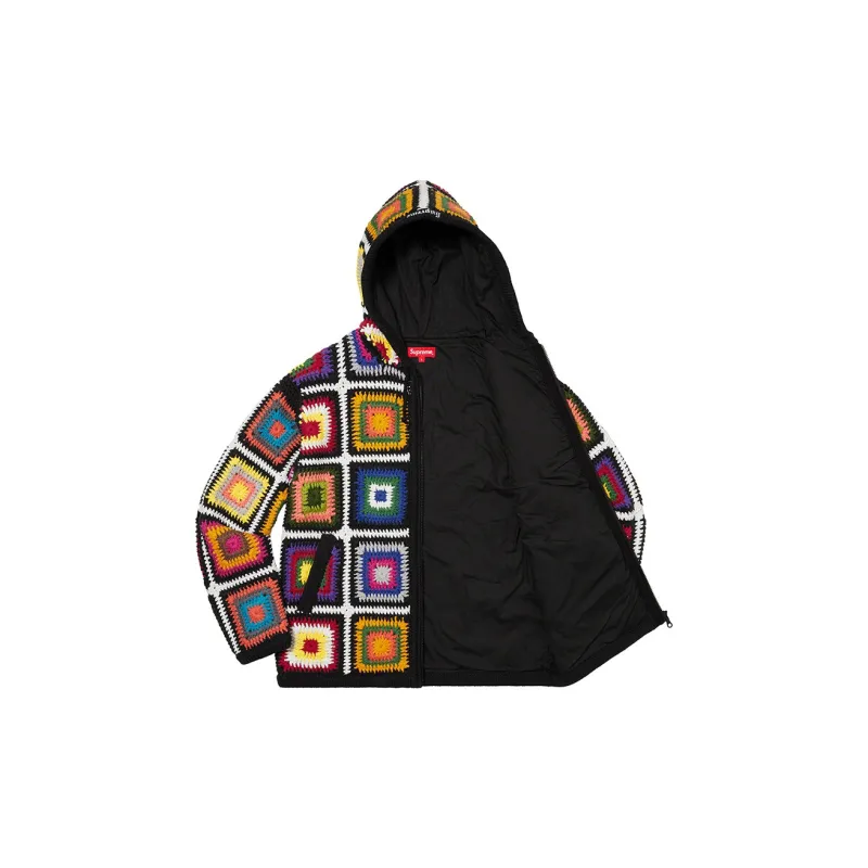Supreme Crochet Hooded Zip Up Sweater-1