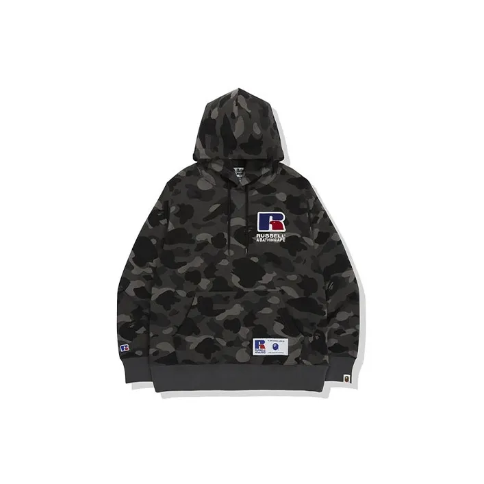 Bape X Russell Color Camo College Pullover Hoodie-1