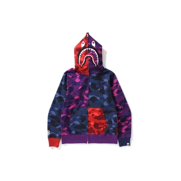 Bape Ultimate Crazy Color Camo Shark Hoodie-2