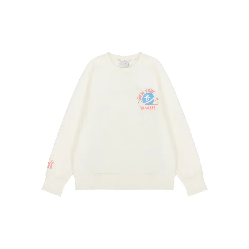 MLB New York Yankees Sweatshirts Unisex Cream White-1