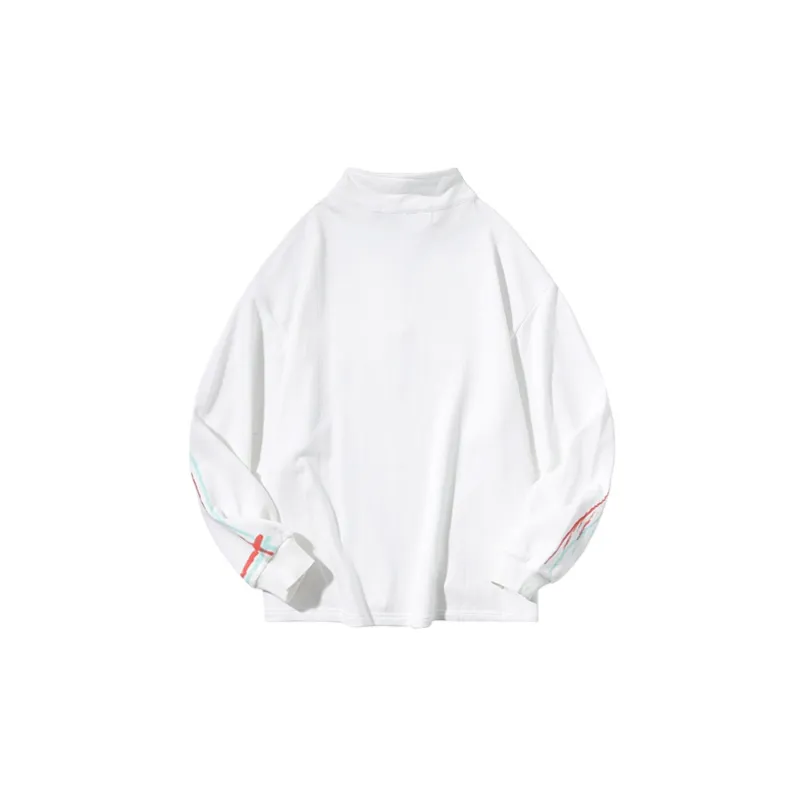 FRLMK Stand Collar Loose Fit Regular Sweatshirt Unisex White-1