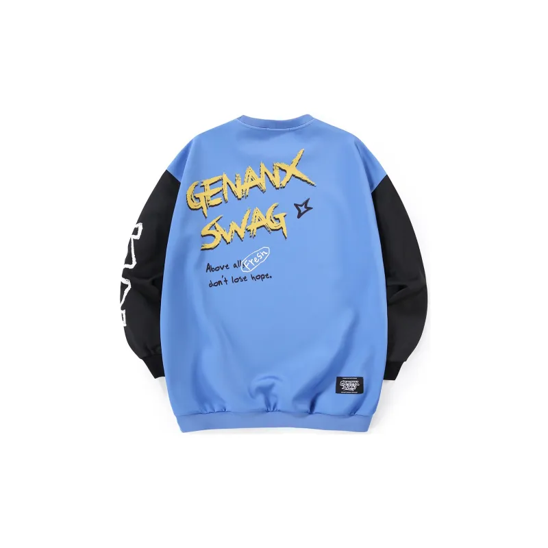 GENANX Crew Neck Loose Fit Regular Sweatshirt Unisex Blue-1