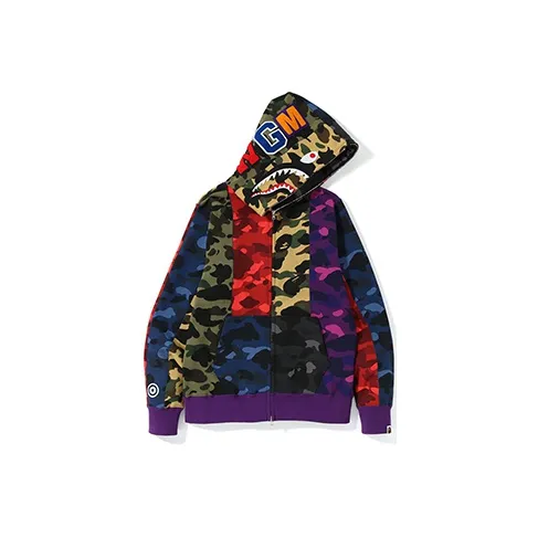 Bape Mix Camo Crazy Shark Full Zip Hoodie-1