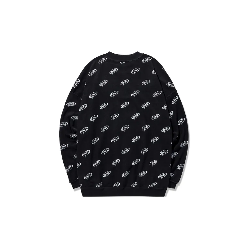 GUKUUL Reversible Letter Print Crew Neck Pullover Sweatshirt Unisex-3
