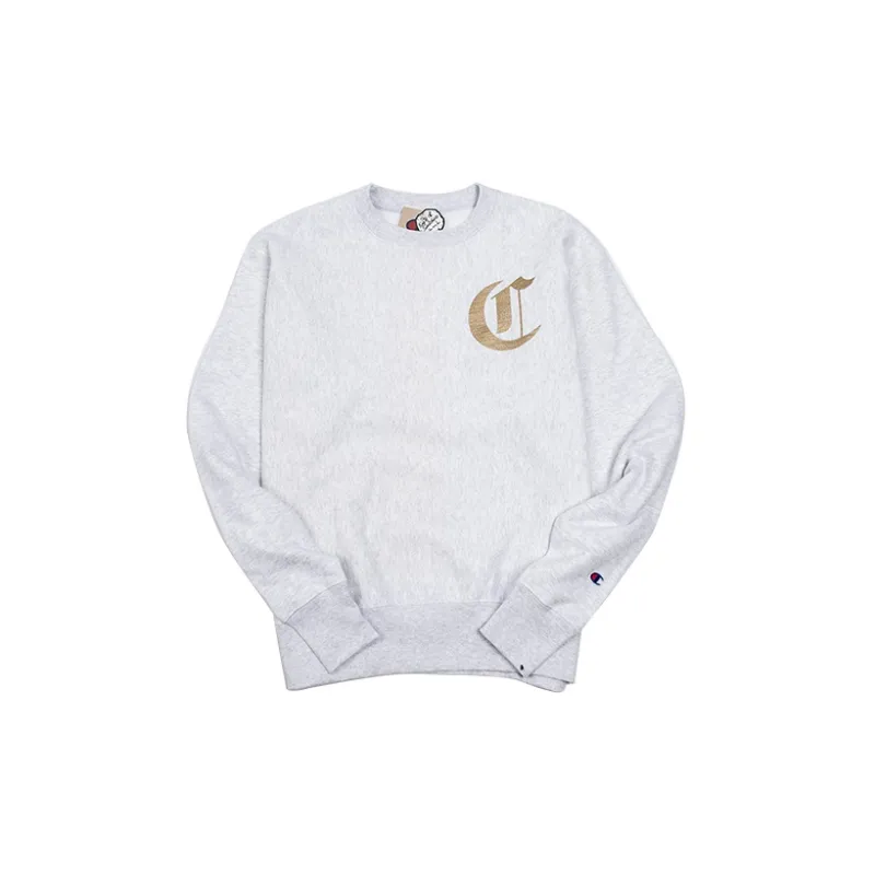 Champion Crew Neck Loose Fit Regular Sweatshirt US Version Unisex White Gray-1