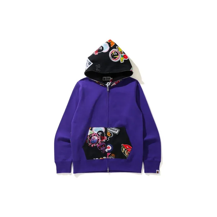 A BATHING APE Multi Motif Print Full Zip Hoodie-3