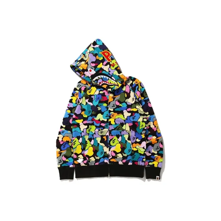 A BATHING APE Multi Camo Shark Full Zip Hoodie SS23-1