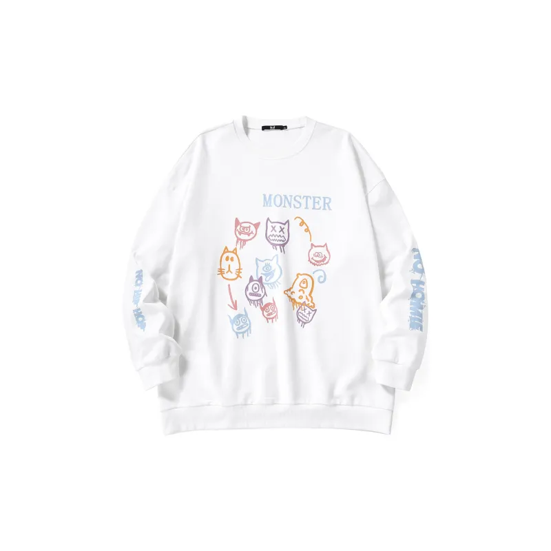 Bt Crew Neck Loose Fit Regular Sweatshirt Unisex White-1