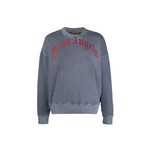 PALM ANGELS Vintage Wash Curved Logo Crewneck 