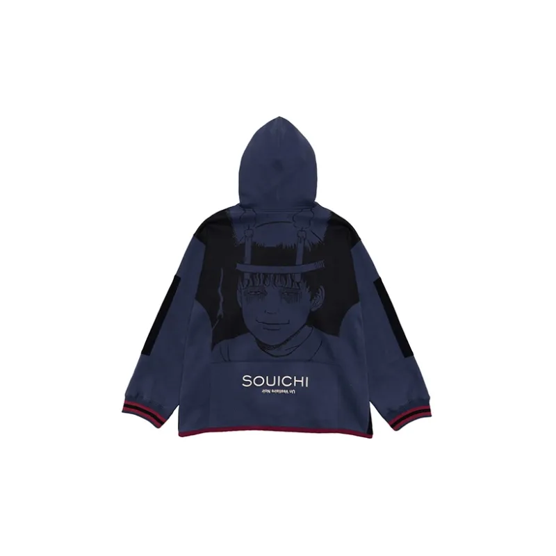 UNVESNO YITENGRUNER Hooded Loose Fit Sweatshirt Unisex Navy Blue-1