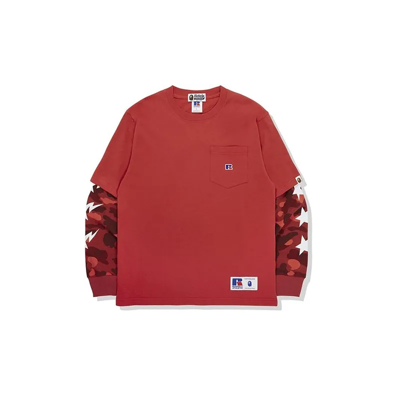 Bape X Russell Color Camo College Layered L/S Tee-5