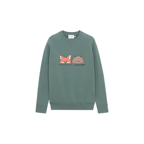 Line Friends X Maison Kitsune Sweatshirts Unisex Green