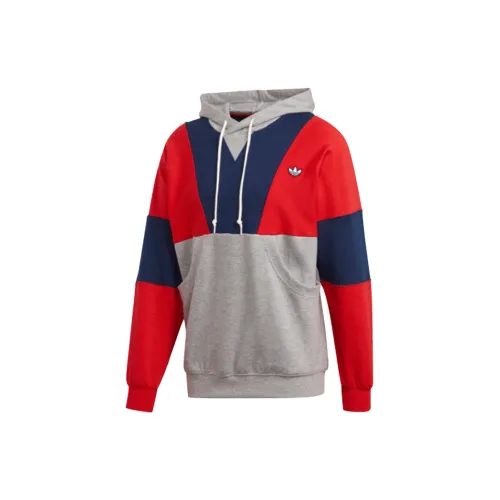 Adidas Originals Hoody Colorblock Sweatshirts Men Gray Red Blue