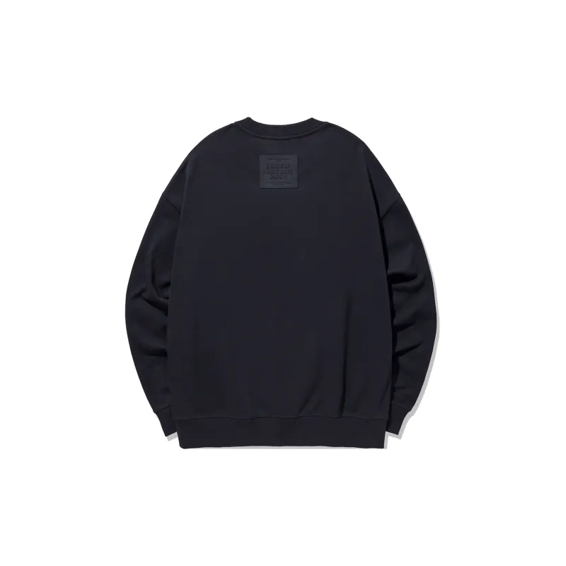 GUKUUL Chest Letter Embroidery Loose Fit Crew Neck Pullover Sweatshirt Unisex-3