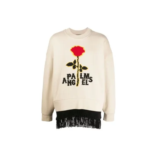 PALM ANGELS Embroidered Logo Fringed Sweatshirt