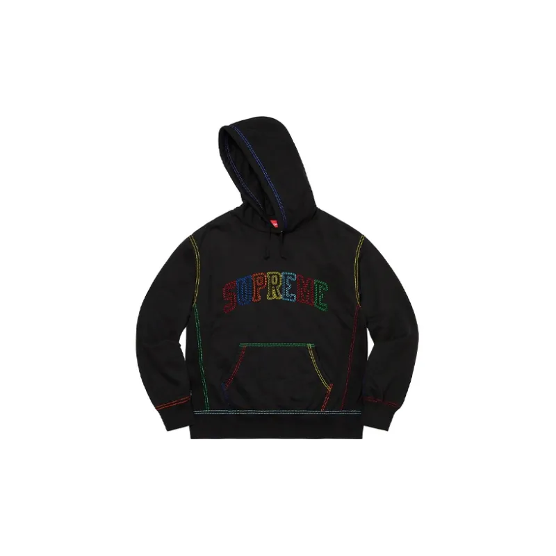 Supreme Big Stitch Hooded Sweatshirt Black M POIZON