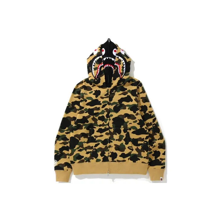 Bape 1st Camo Shark Full Zip Hoodie 'Yellow'-1