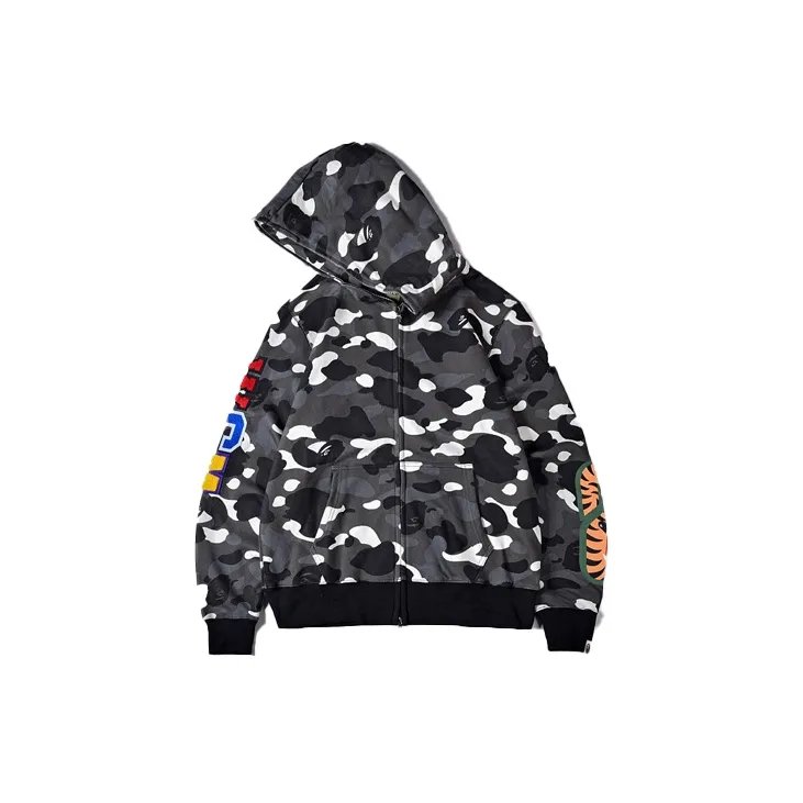 Bape City Camo Embroidery Shark Full Zip Hoodie-3